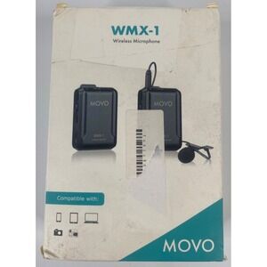 Movo WMX-1 Wireless Lavalier Microphone System for DSLR Smartphone Camera Black